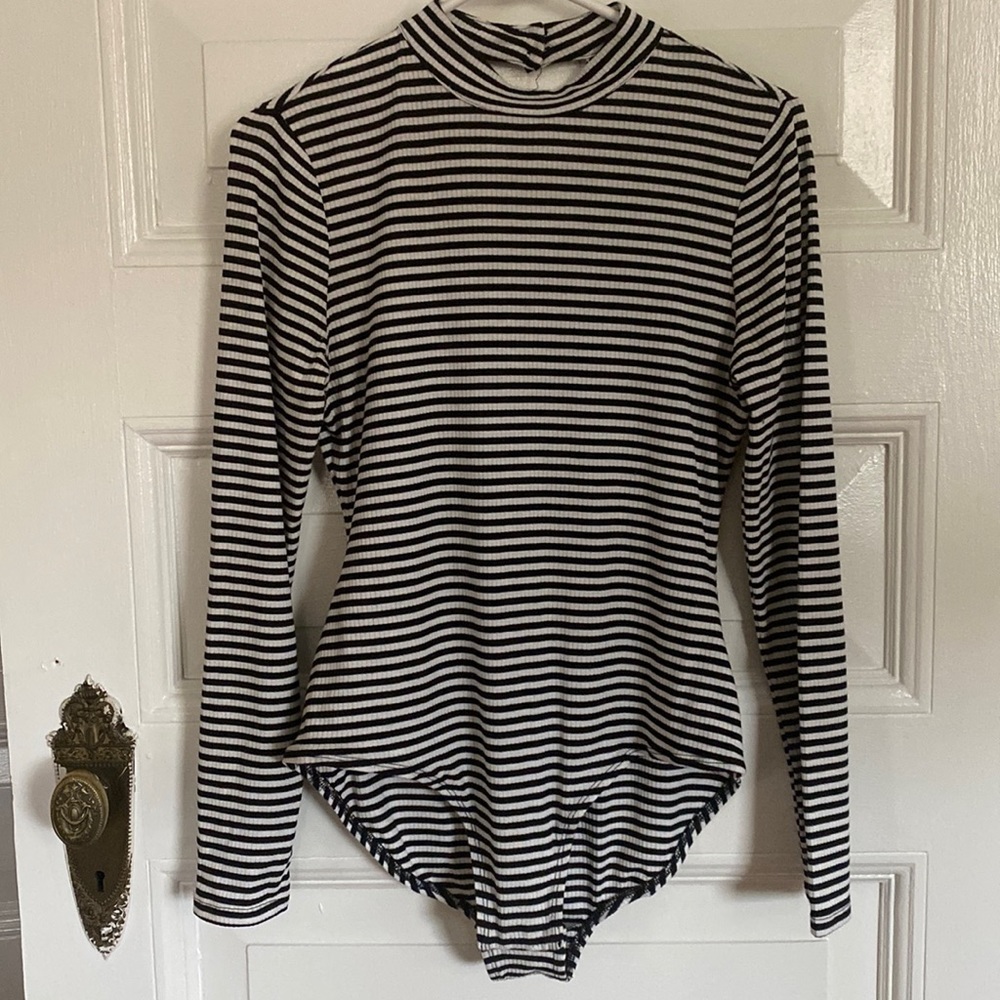 Xhilaration striped long sleeve bodysuit